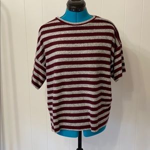 Short sleeve striped sweater